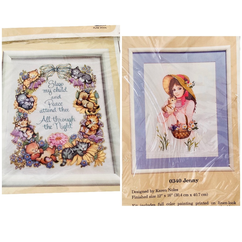 Lot of 2 Creative Circle Vintage Embroidery Kits Jenny0340 All Through The Night